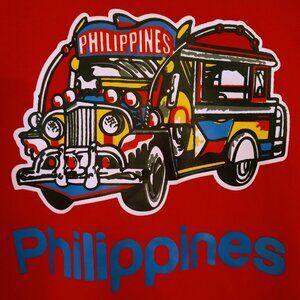 Philippines Red Graphic T Shirt XXL Colorful Jeepney Design Unisex
